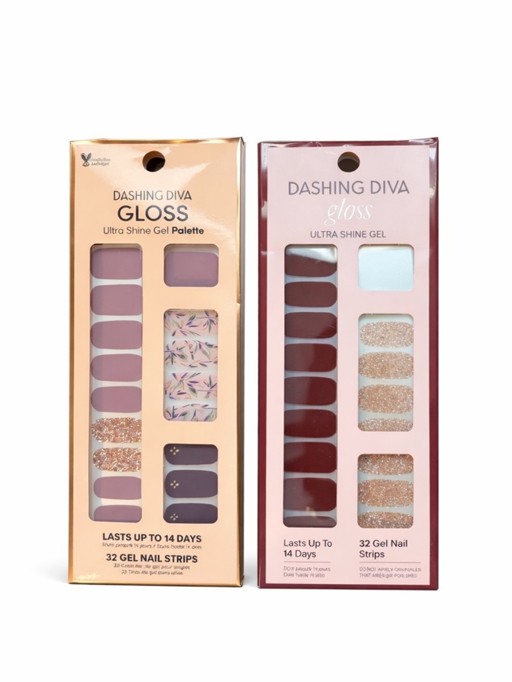 Dashing Diva Gloss Ultra Shine Gel Nail Strips - Mauve & Glitter Duo